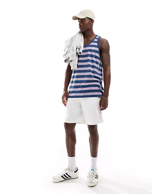 Polo Ralph Lauren icon logo multi stripe tank top in mid blue Cover