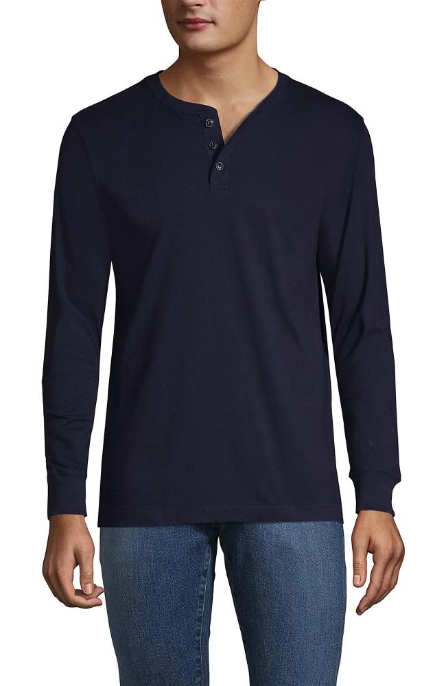 Lands' End Super-T Long Sleeve Henley Shirt in Radiant Navy Cover