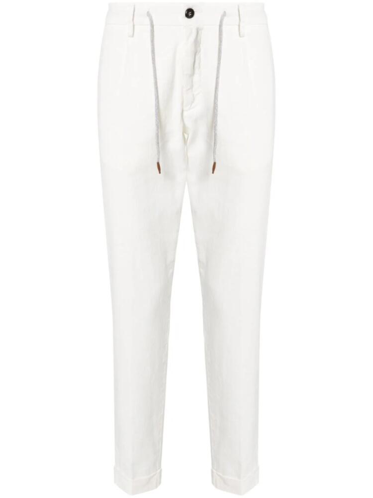 Eleventy elasticated-waist mid-rise trousers - White Cover