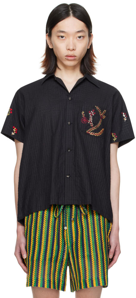 HARAGO Black Floral Shirt Cover