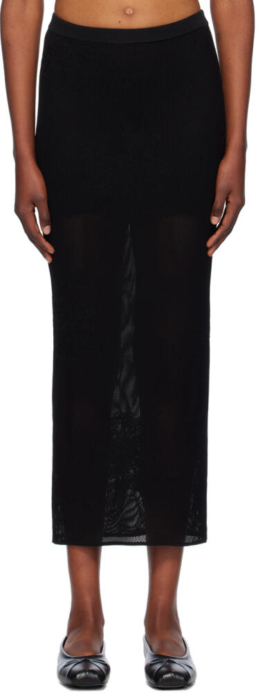 Fleur du Mal Black Lace Pointelle Maxi Skirt Cover