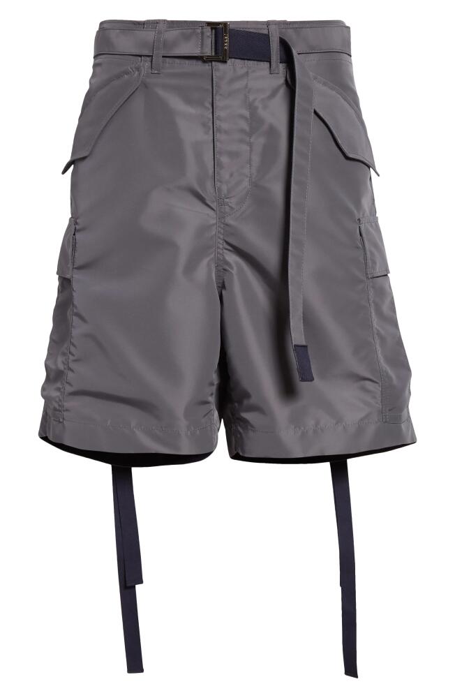 Sacai Nylon Twill Cargo Shorts in Gray Cover