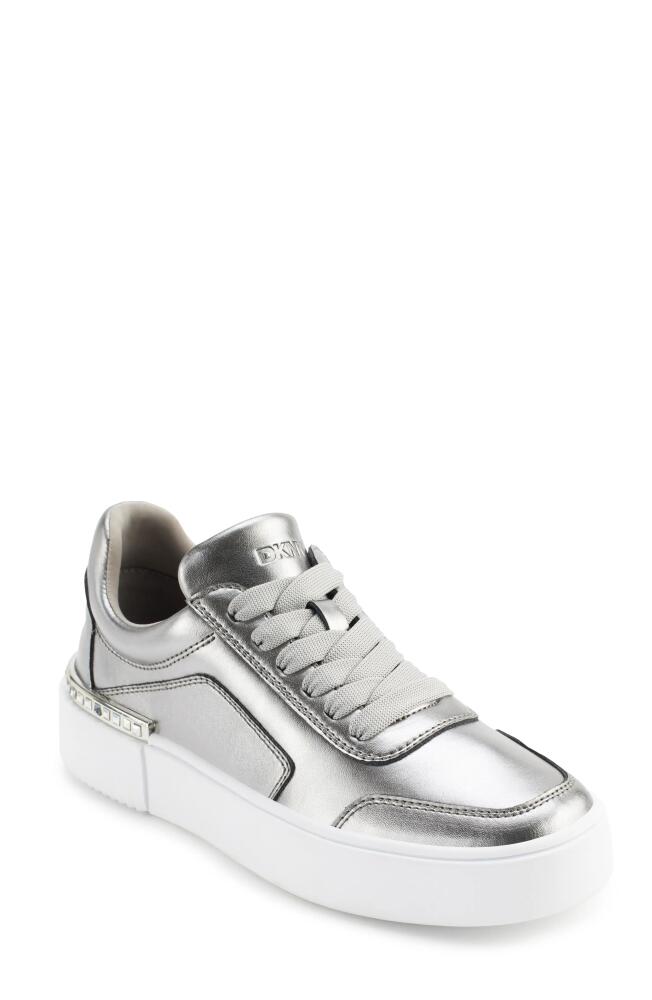 DKNY Beverly Hidden Wedge Sneaker in Nickel Cover