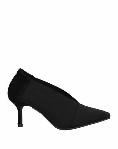 Daniele Ancarani Woman Pumps Black Soft Leather, Textile fibers Cover