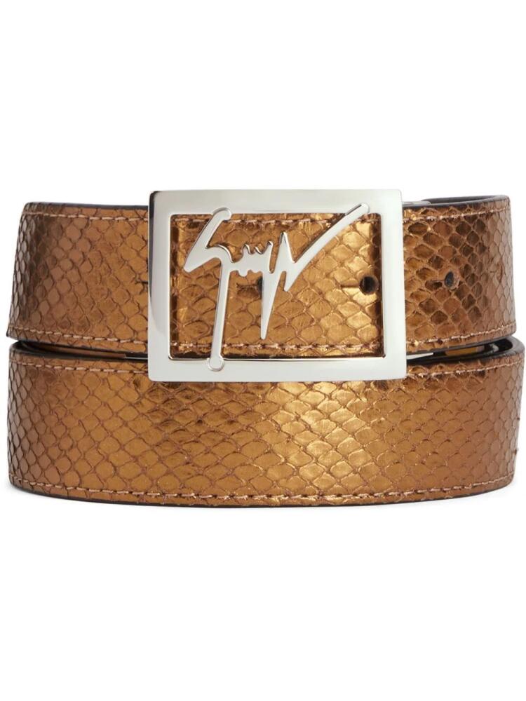 Giuseppe Zanotti Linum snakeskin-effect leather belt - Brown Cover