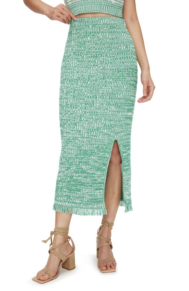 Diane von Furstenberg Emmie Cotton Midi Sweater Skirt in Tweed Knit Green Cover