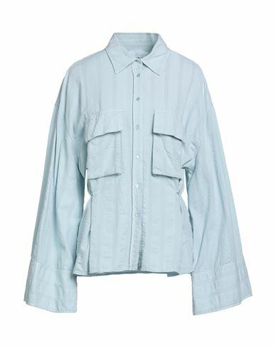 Dondup Woman Shirt Sky blue Cotton Cover