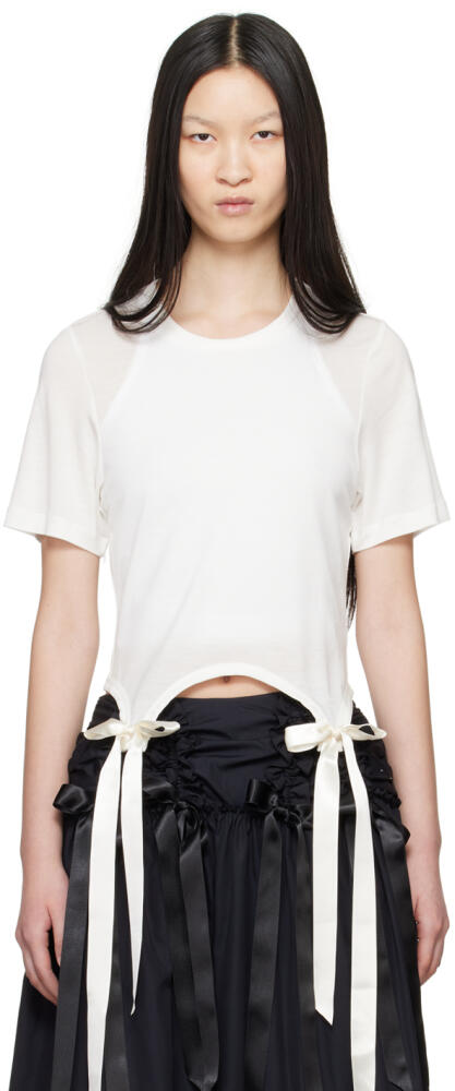 Simone Rocha Off-White Bow Tail Easy T-Shirt Cover