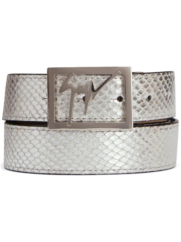 Giuseppe Zanotti Linium snakeskin-effect leather belt - Silver Cover