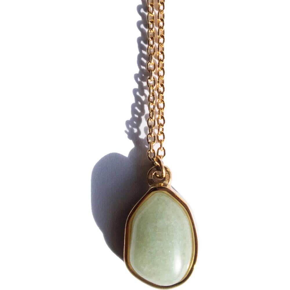 seree Puzzle Pebble Jade Stone Pendant Necklace in Light Green Cover