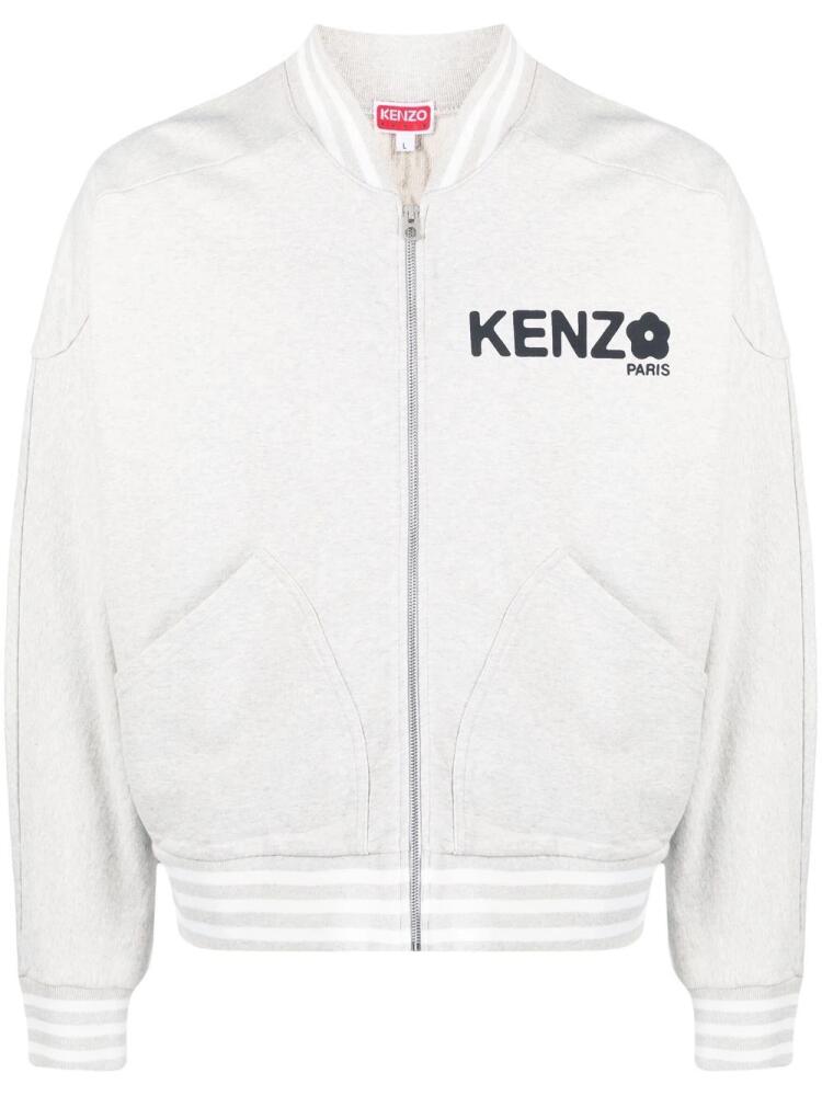 Kenzo logo-print zip-up bomber jacket - Grey Cover