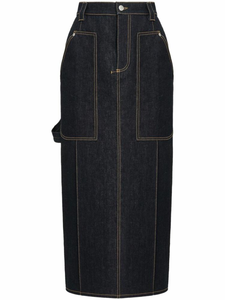 Alexander McQueen high-waisted denim midi skirt - Blue Cover