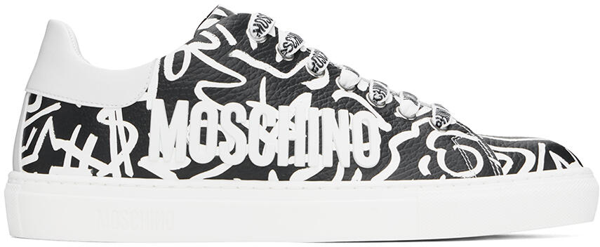 Moschino Black Leather Low-Top Sneakers Cover