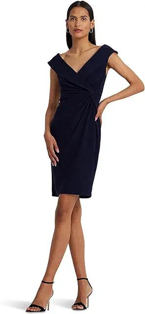 Lauren Ralph Lauren Jersey Off-the-Shoulder Cocktail Dress (Lighthouse Navy) Women's Dress Cover