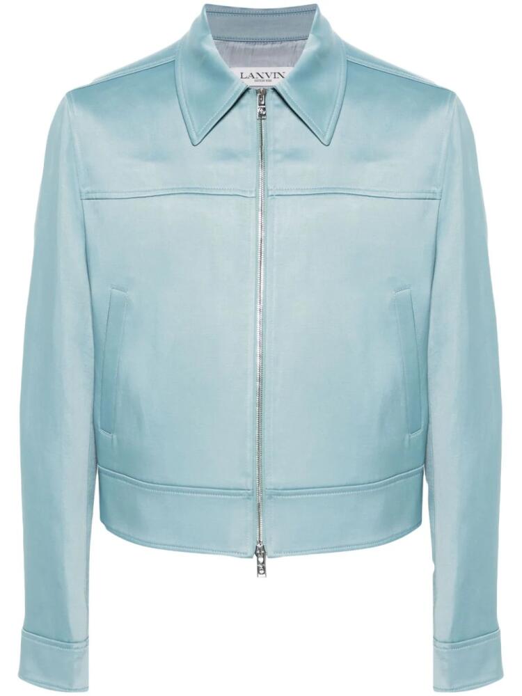 Lanvin floral-appliqué zip-up shirt jacket - Blue Cover