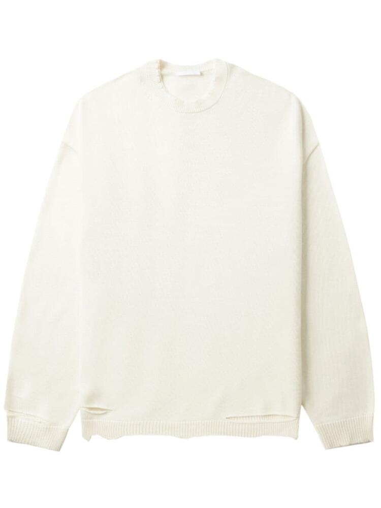 Helmut Lang distressed-effect ribbed jumper - White Cover