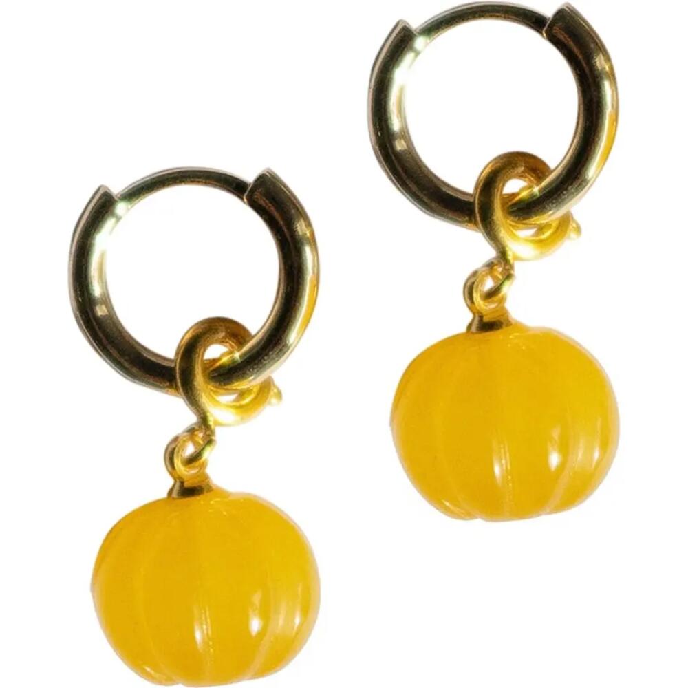 seree Harvest Pumpkin Jade stone charm earrings in Yellow Cover