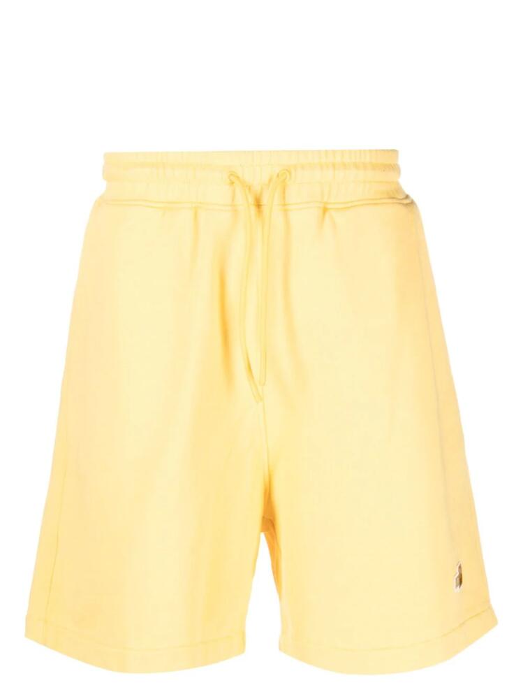 Drôle De Monsieur logo-patch cotton shorts - Yellow Cover