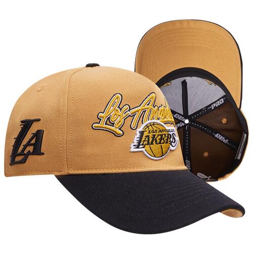 Pro Standard Mens Pro Standard Lakers Script Pinch Front Snapback - Mens Yellow/White Cover