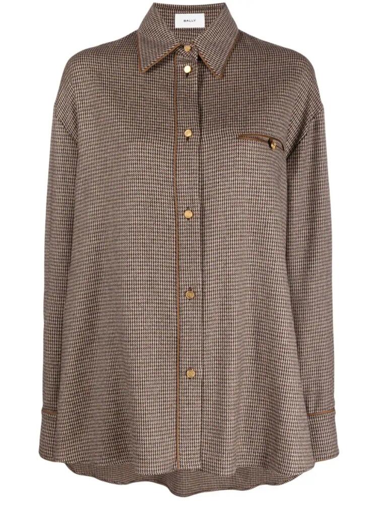 Bally long-sleeve dogtooth-pattern shirt - Brown Cover