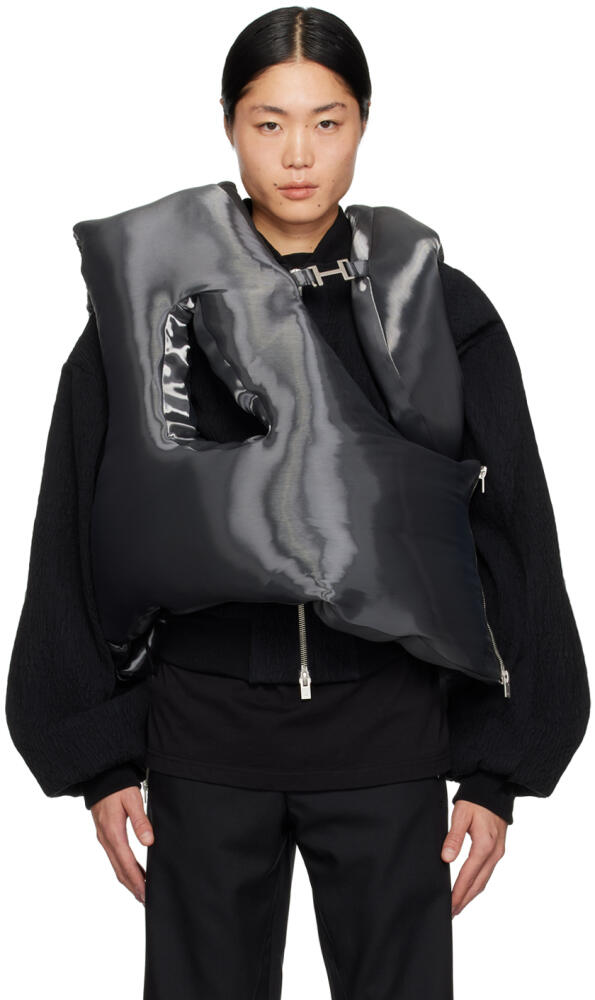 HELIOT EMIL Gray Liquid Metal Vest Cover