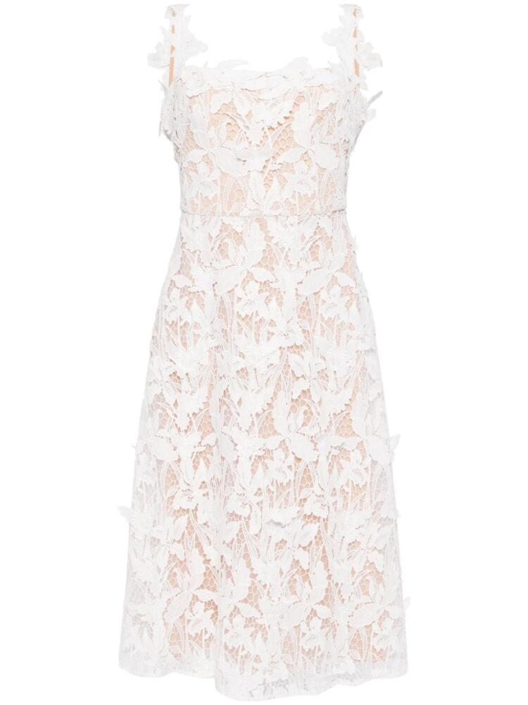 Marchesa Notte lace-detailing midi dress - White Cover