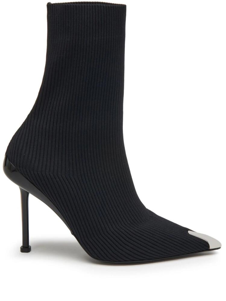 Alexander McQueen Slash 90mm ribbed-knit boots - Black Cover