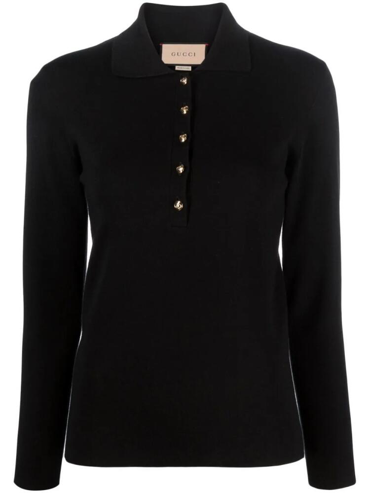 Gucci rib-stitch cashmere polo jumper - Black Cover