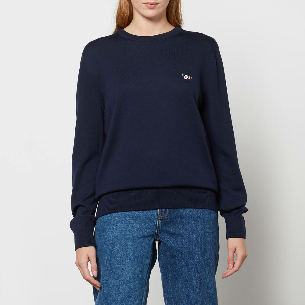 Maison Kitsuné Tricolor Fox Patch Classic R-Neck Jumper - Navy Cover