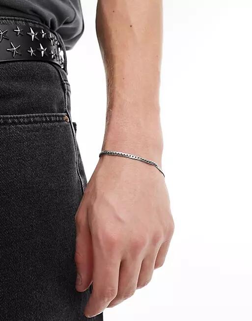 ASOS DESIGN waterproof stainless steel flat chain bracelet in silver tone Cover