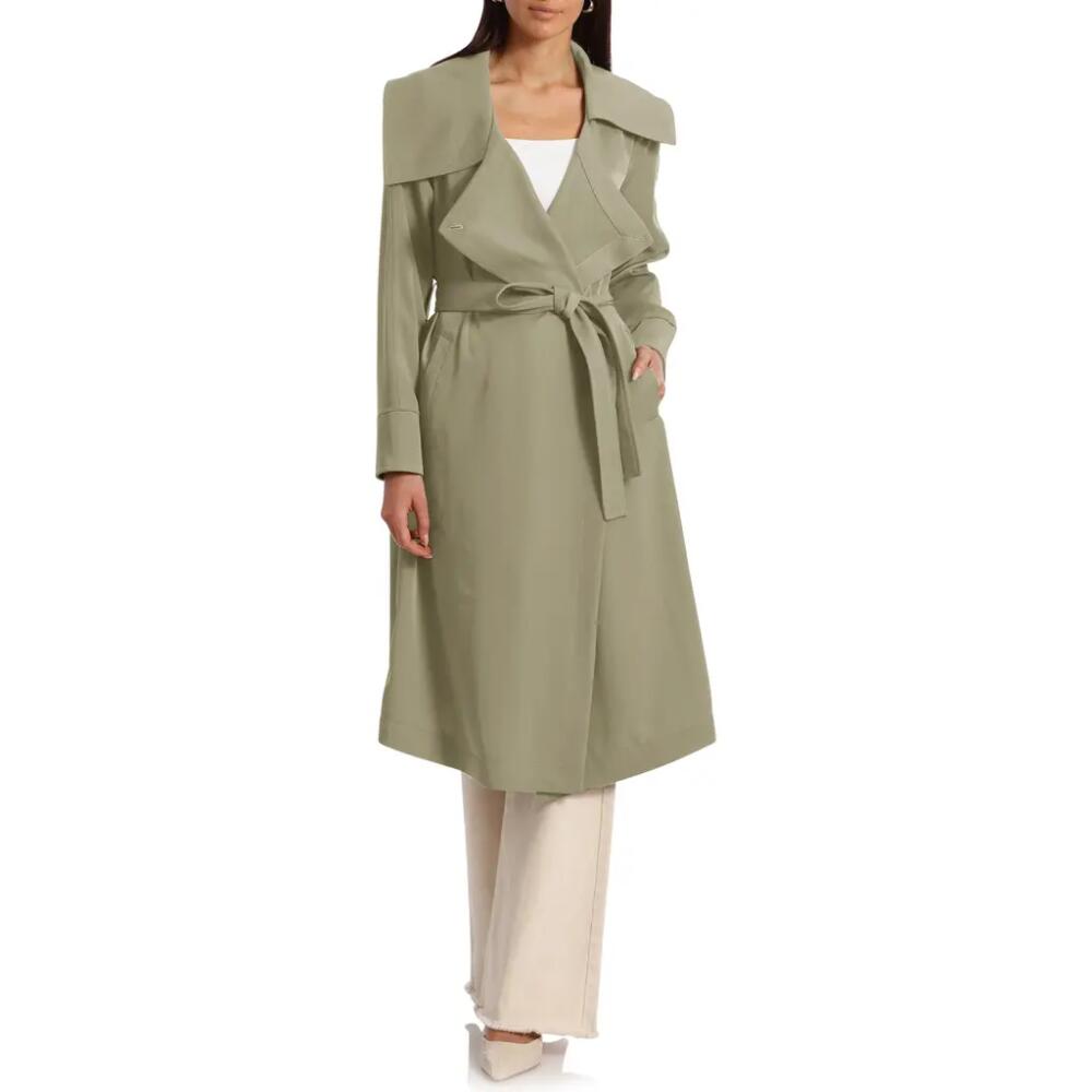 Avec Les Filles Belted Drape Trench Coat in Sage Cover