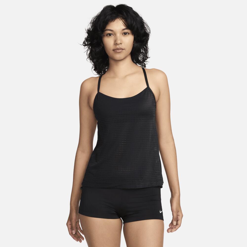 Nike Women's Essential Layered Tankini Top in Black Cover