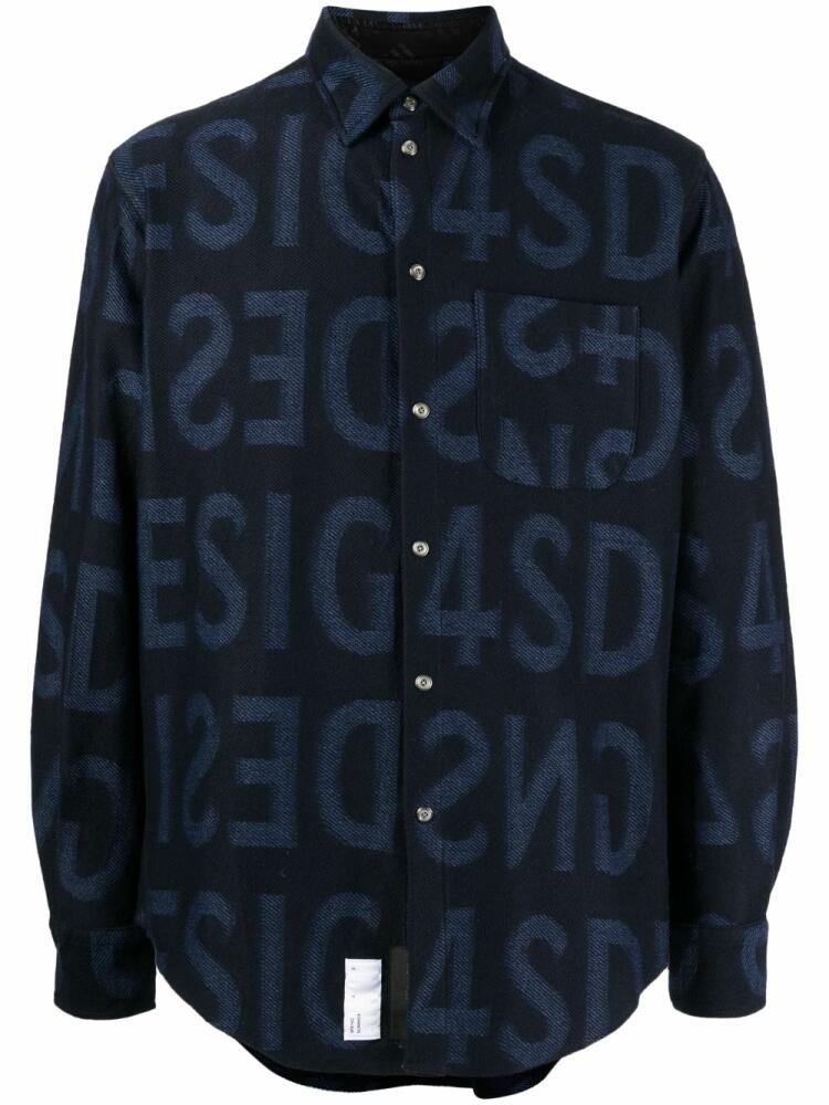 4SDESIGNS logo-print cotton shirt - Blue Cover