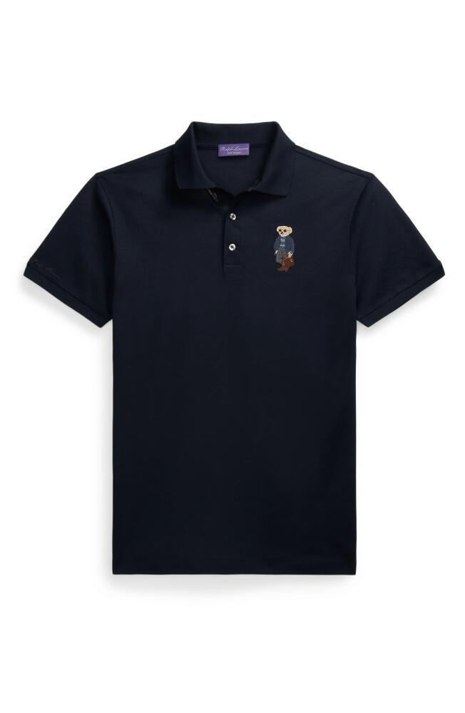 Ralph Lauren Purple Label Polo Bear Embroidered Cotton Piqué Polo in Classic Chairman Navy Cover