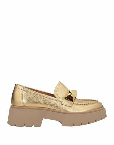 Janet & Janet Woman Loafers Gold Soft Leather Cover