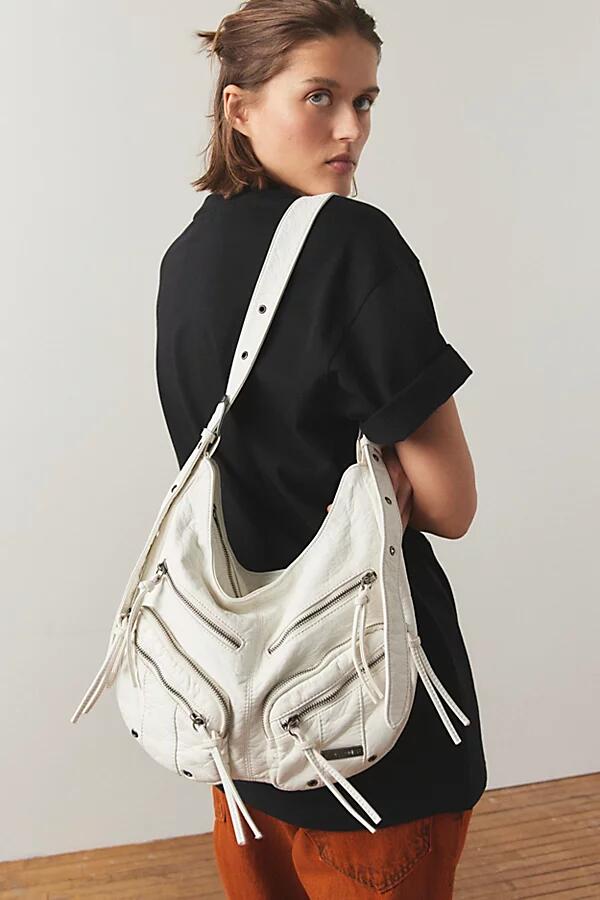 Silence + Noise Utility Zip Washed Shoulder Bag in Ivory Cover