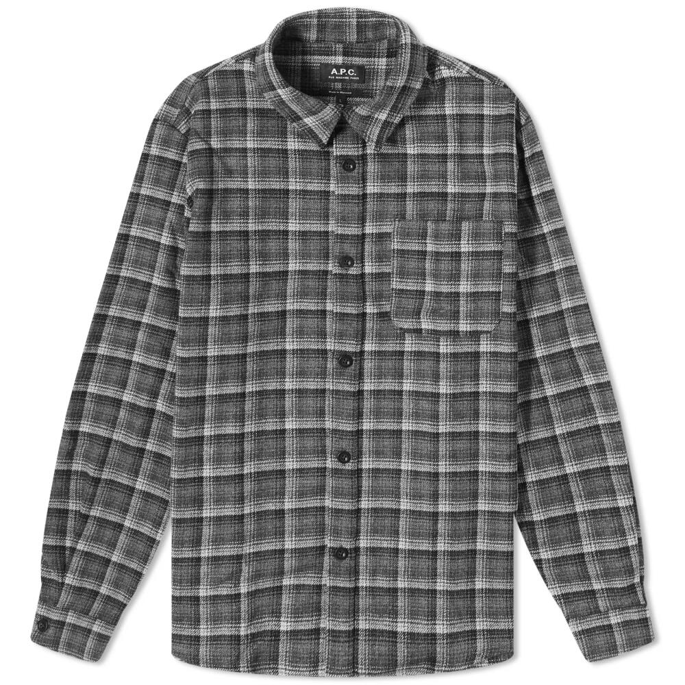 A.P.C. Men's Trek Check Overshirt in Anthracite Cover