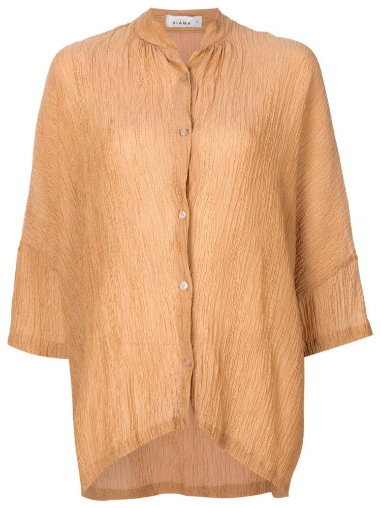 Amir Slama crinckled-finish silk shirt - Brown Cover