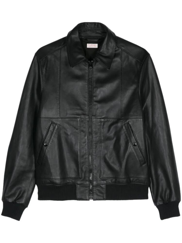 FURSAC zip-up leather jacket - Black Cover