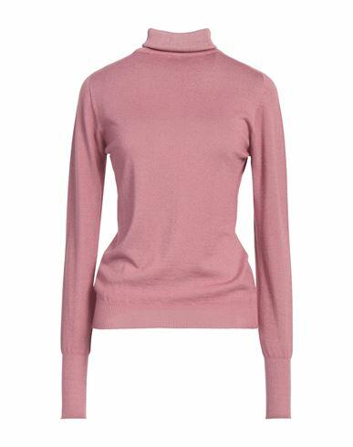 Arovescio Woman Turtleneck Pastel pink Merino Wool, Silk Cover