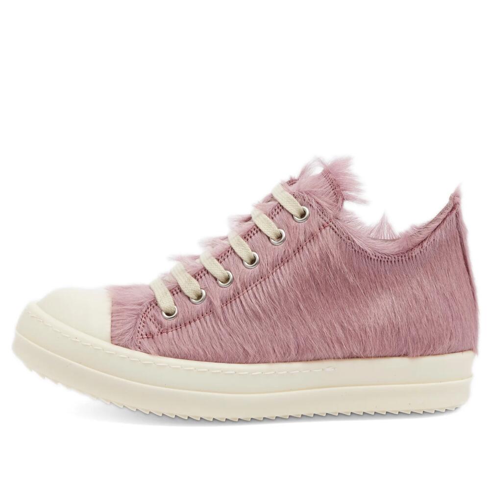 Rick Owens Women's Fur Low Top Shoes Sneakers in Pink/Milk Cover