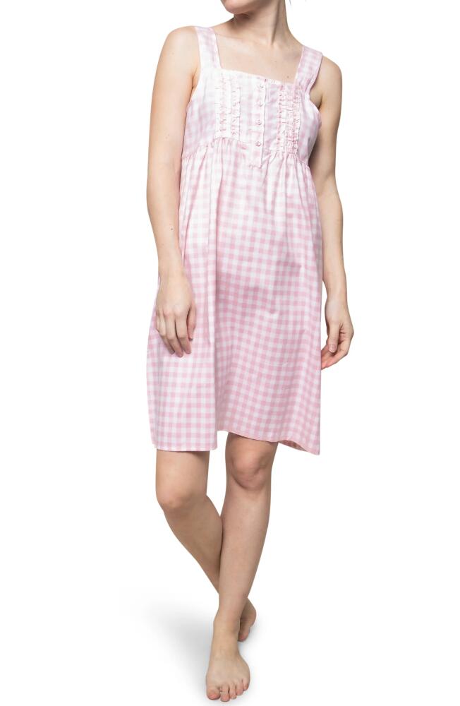 Petite Plume Women's Gingham Cotton Nightgown in Pink Cover