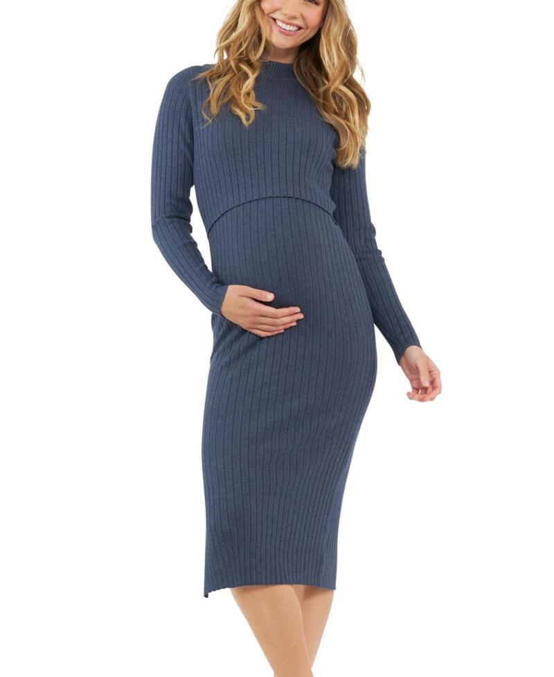 Ripe Maternity Nella Rib Nursing Knit Midi Dress Cover