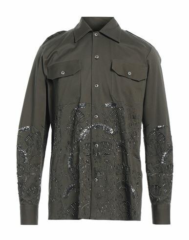 John Richmond Man Shirt Military green Cotton, Elastane Cover