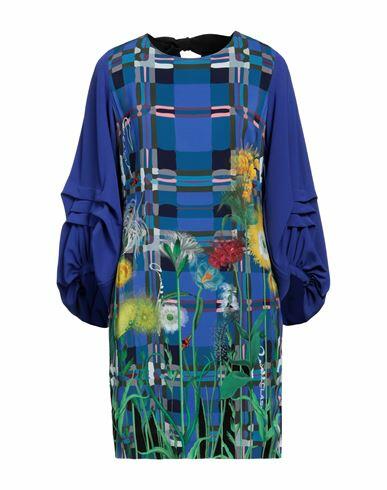 Cavalli Class Woman Mini dress Bright blue Viscose, Elastane Cover