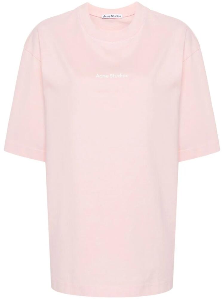 Acne Studios logo-print cotton T-shirt - Pink Cover