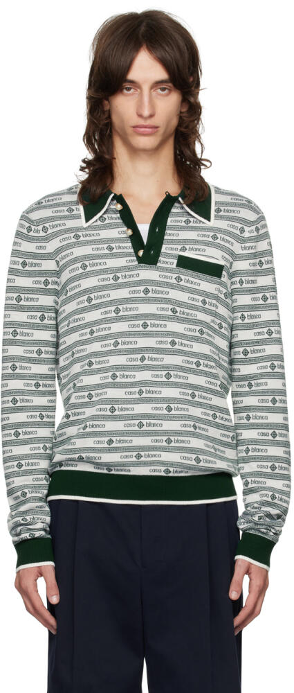 Casablanca Green Logo Long Sleeve Polo Cover