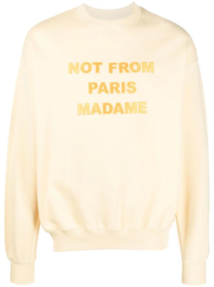 Drôle De Monsieur text-print cotton sweatshirt - Yellow Cover