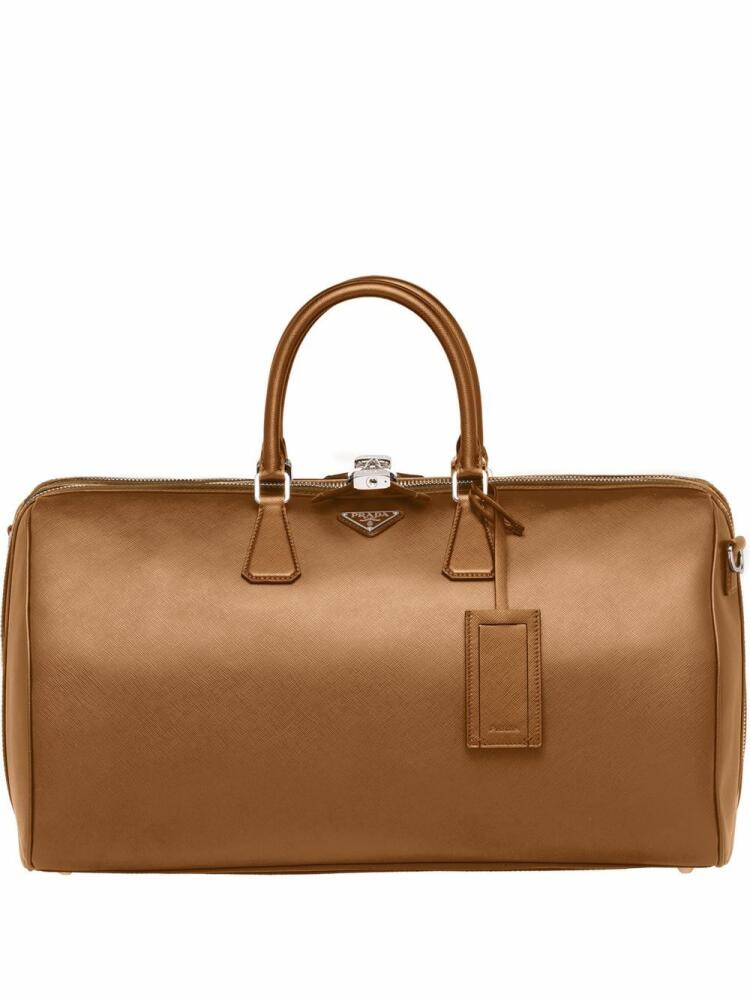 Prada logo plaque duffle bag - Brown Cover