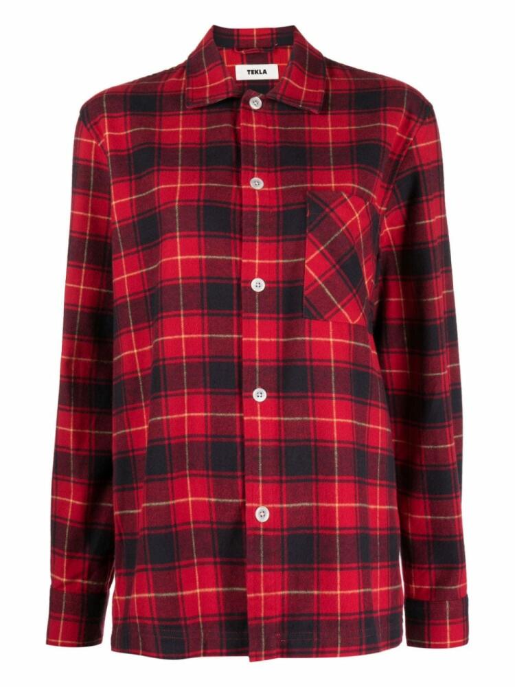 TEKLA checked flannel pyjama shirt - Red Cover